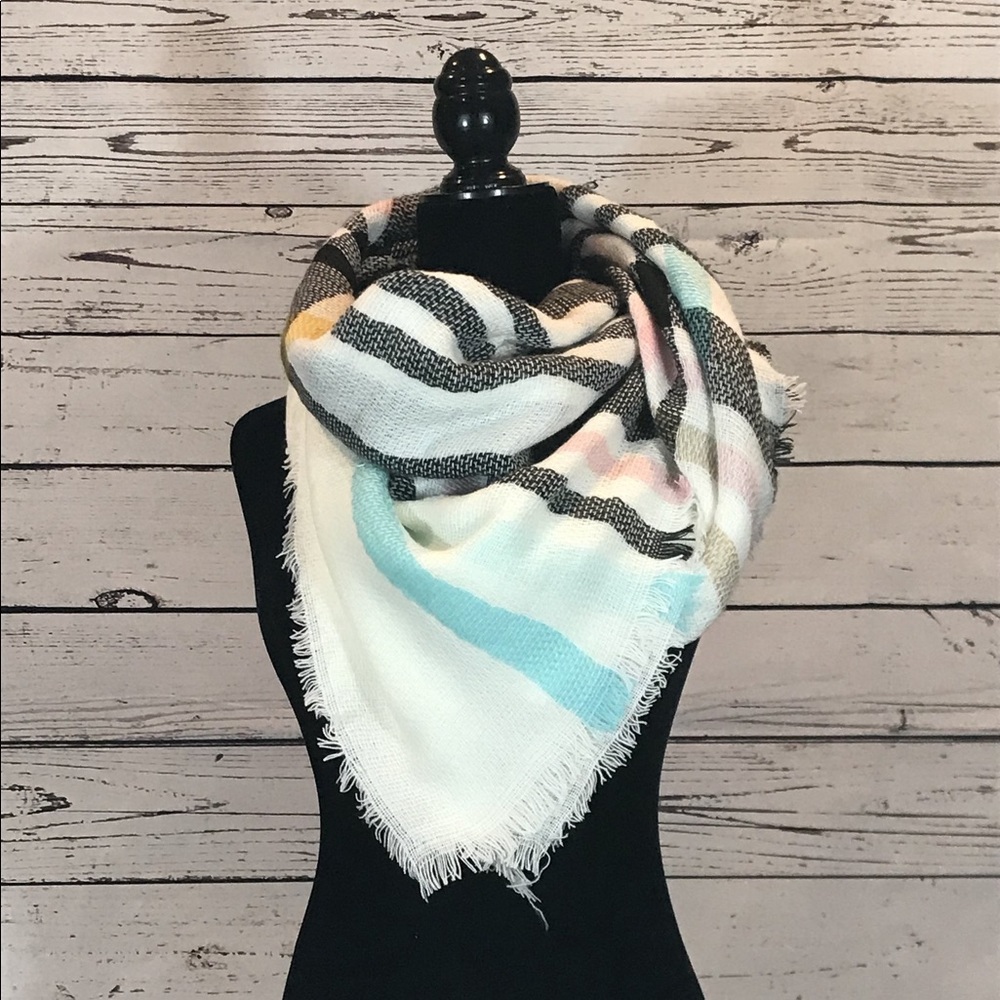 Plaid blanket scarf